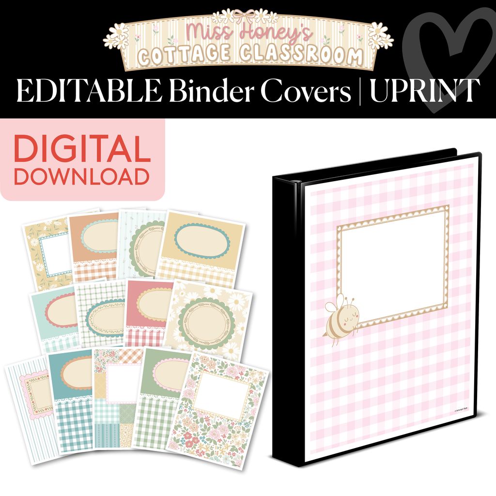Printable Calming Editable Binder Covers | Miss Honey's Cottage Classroom