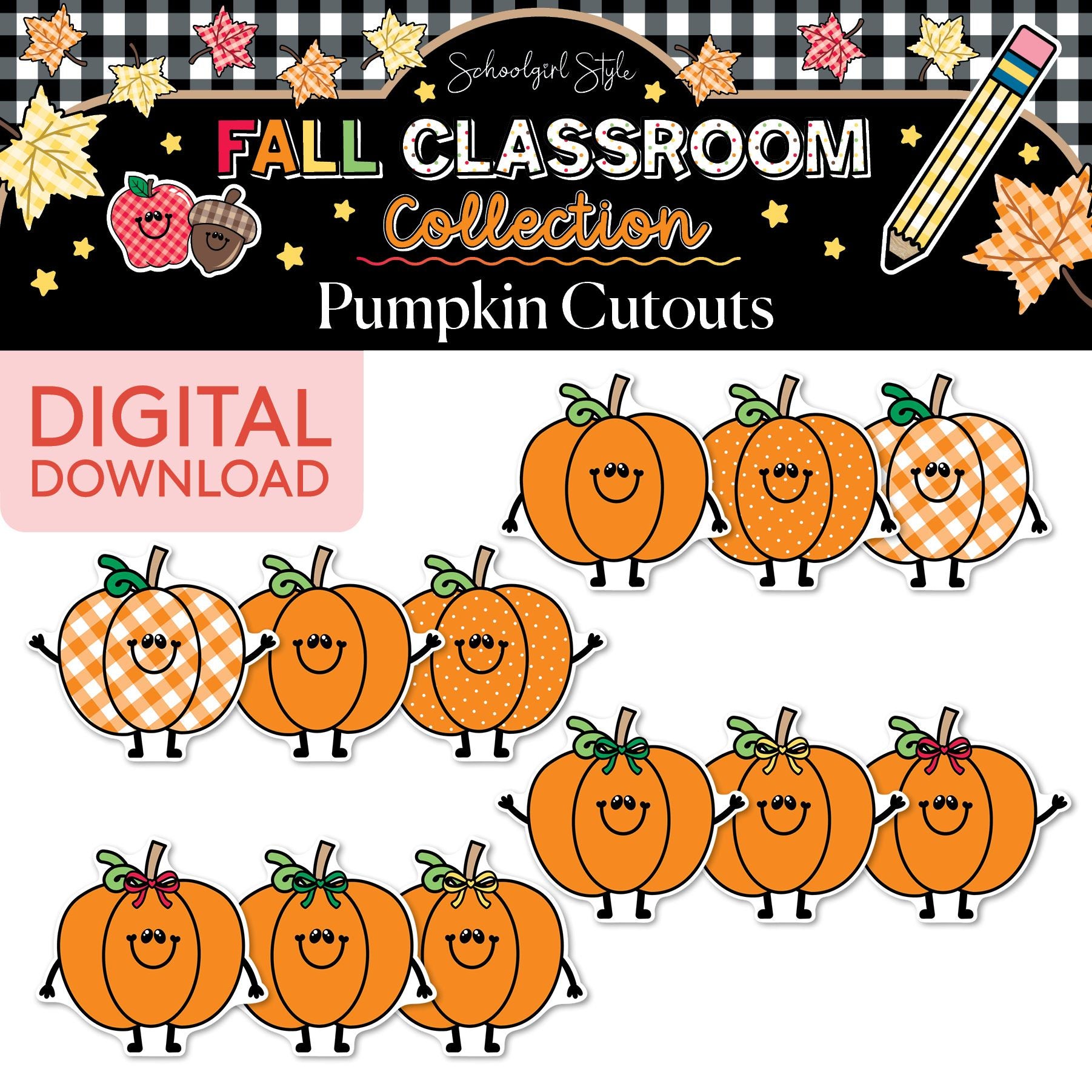 Printable Fall Pumpkins Cutouts | 90s Teacher