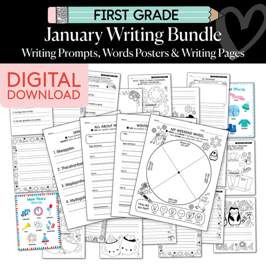 Printable First Grade January Writing Bundle