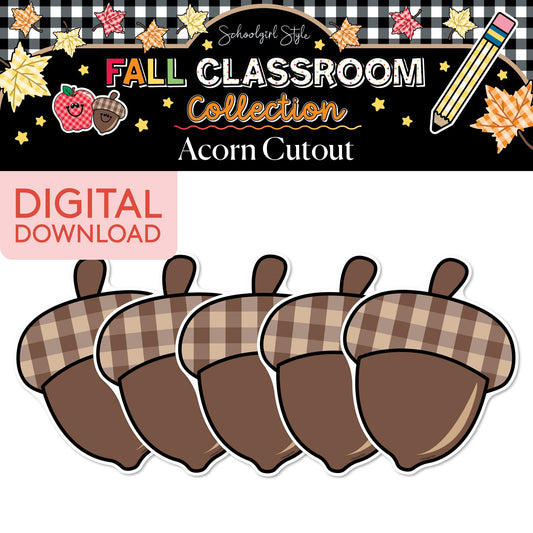 Printable Fall Acorns Cutouts | 90s Teacher