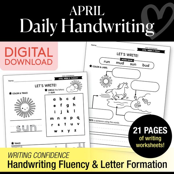 Printable April Daily Handwriting