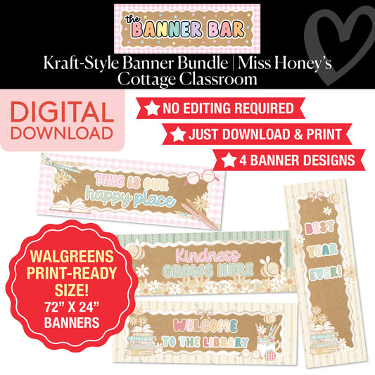 Walgreens Ready Kraft Style Banner Bundle | Miss Honey's Cottage Classroom