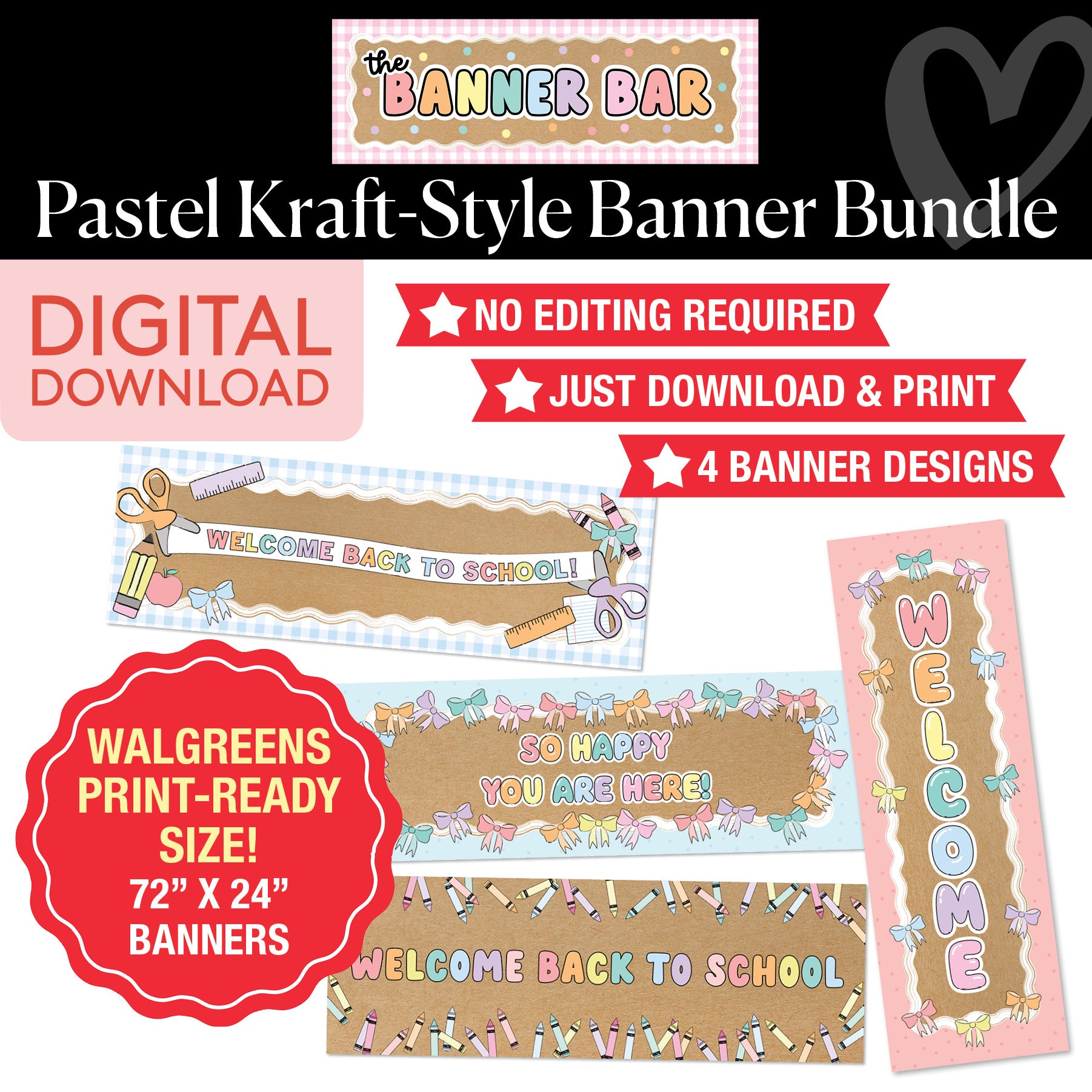 Pastel Walgreens Ready Kraft Style Banner Bundle