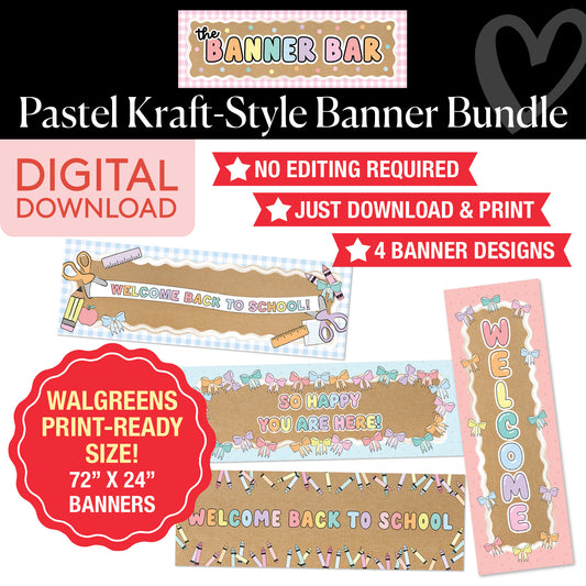 Pastel Walgreens Ready Kraft Style Banner Bundle