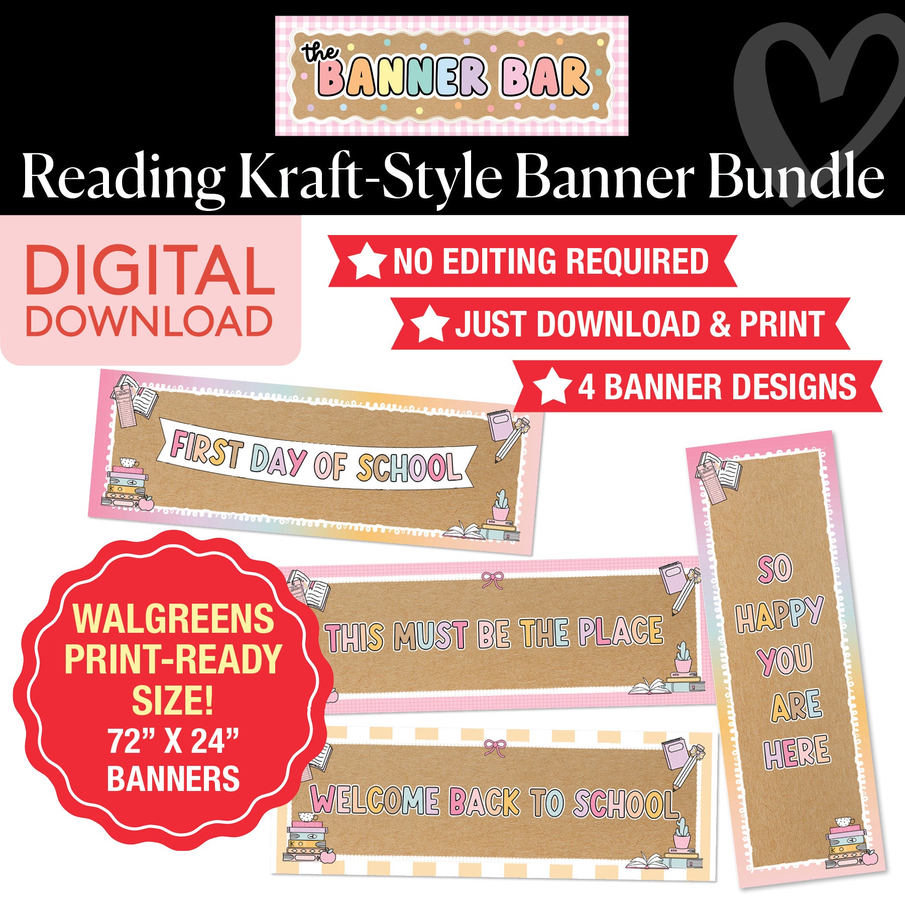 Reading Walgreens Ready Kraft Style Banner Bundle