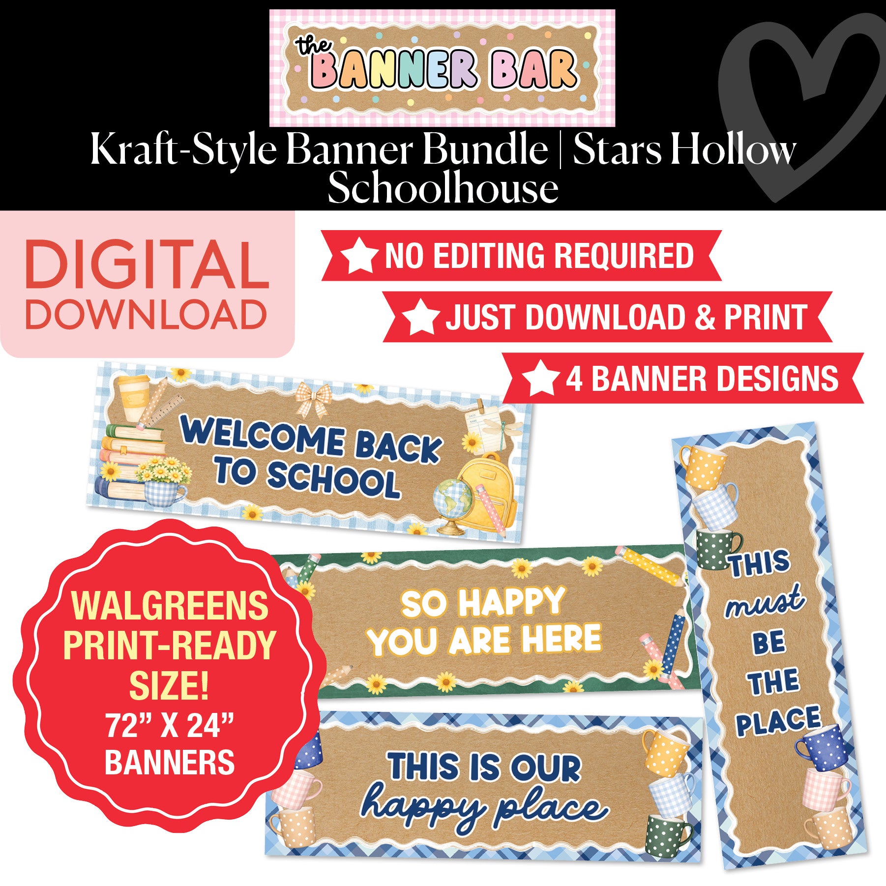 Walgreens Ready Kraft Style Banner Bundle | Stars Hollow Schoolhouse