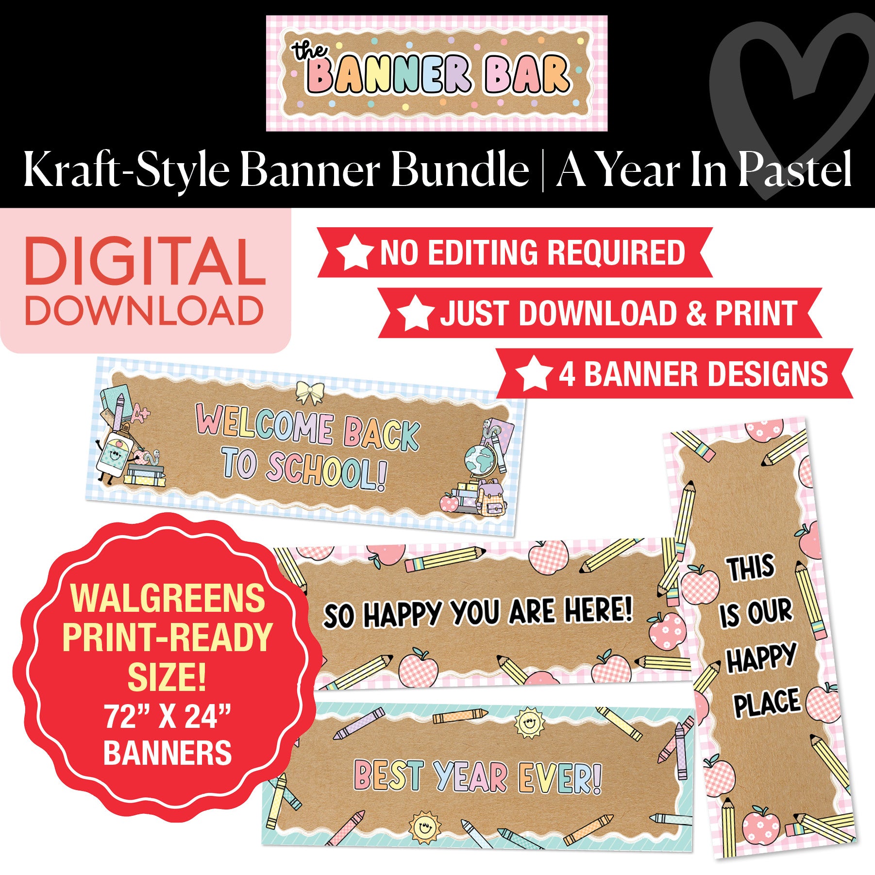 Walgreens Ready Kraft Style Banner Bundle | A Year In Pastel