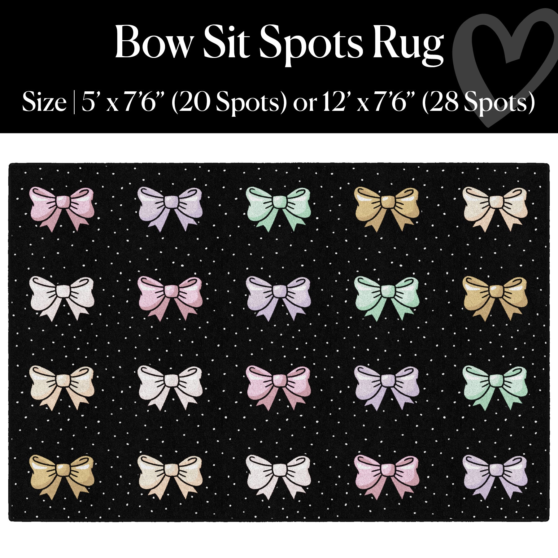 Pastel Bow Sit Spots Classroom Rug by Schoolgirl Style