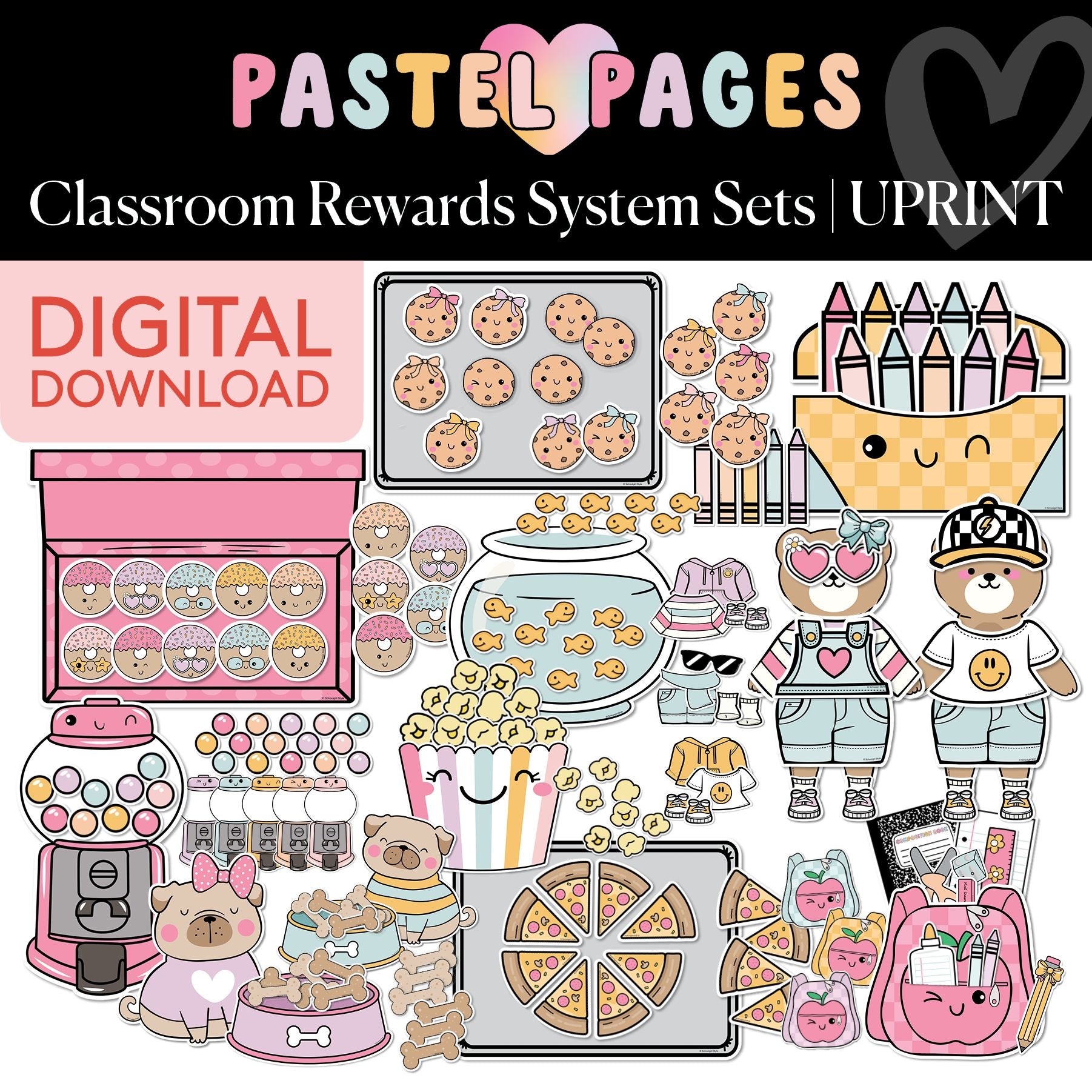 Printable Boho Pastel Classroom Rewards System Sets | Pastel Pages