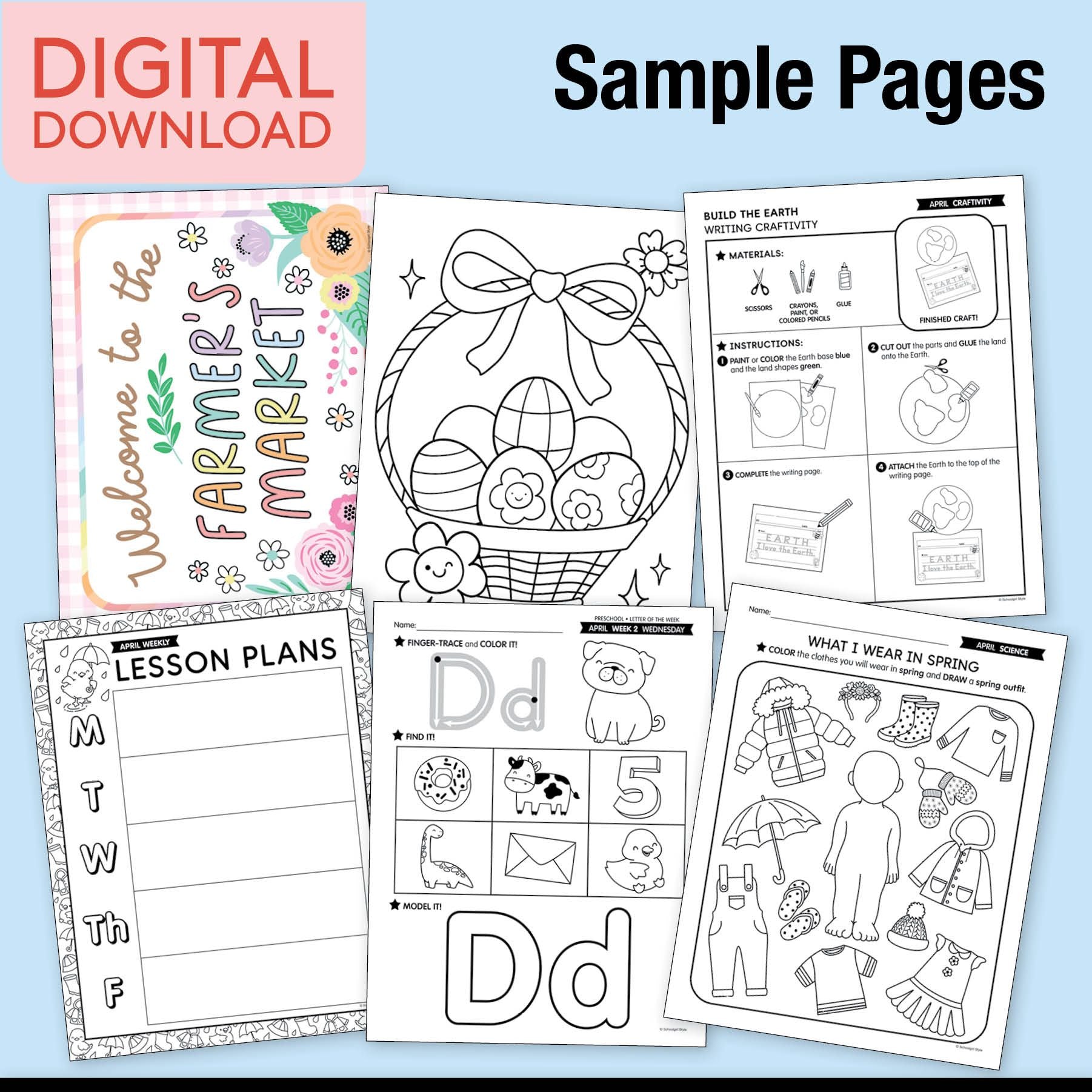 Printable Preschool April Thematic Unit Bundle