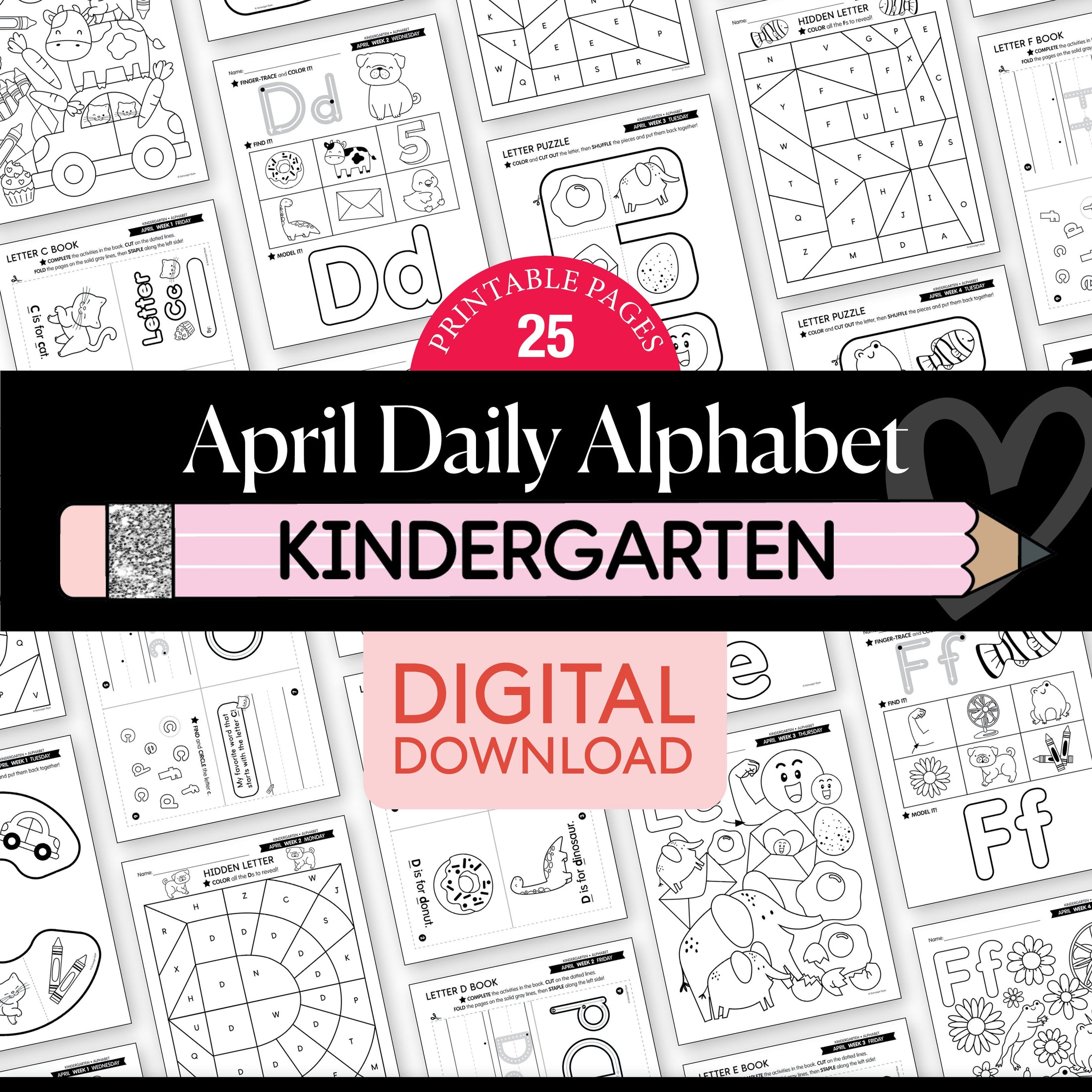 Printable Kindergarten April Daily Alphabet