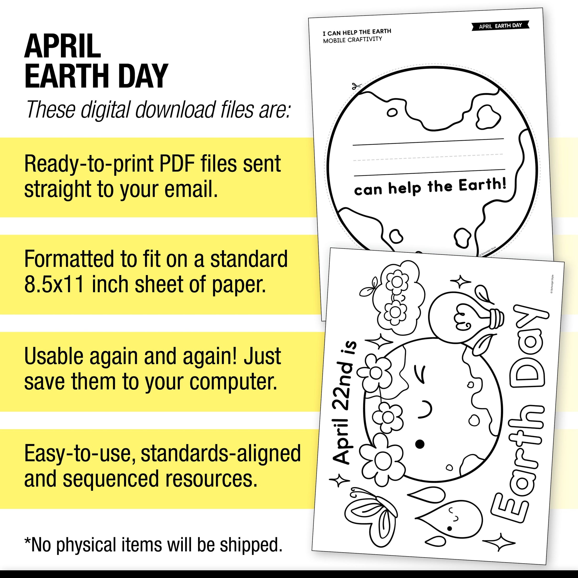 Printable April Earth Day Activities Pack