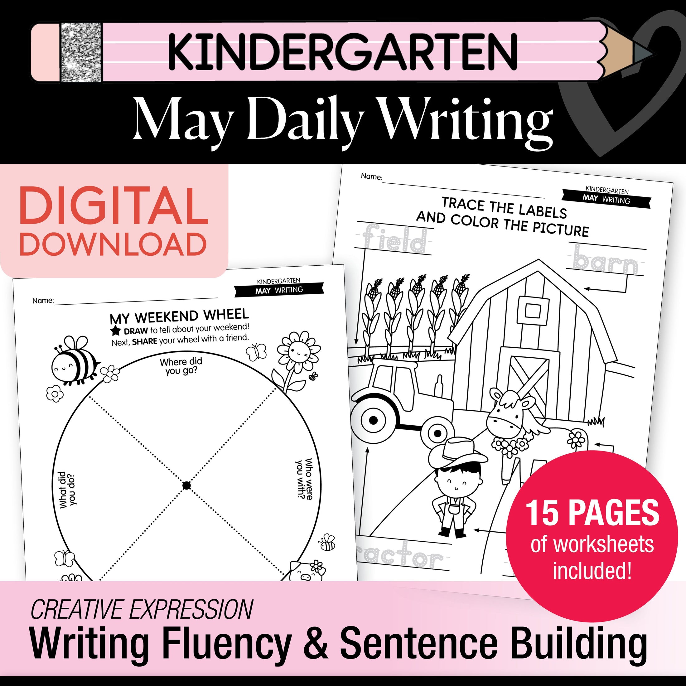 Printable Kindergarten May Daily Writing