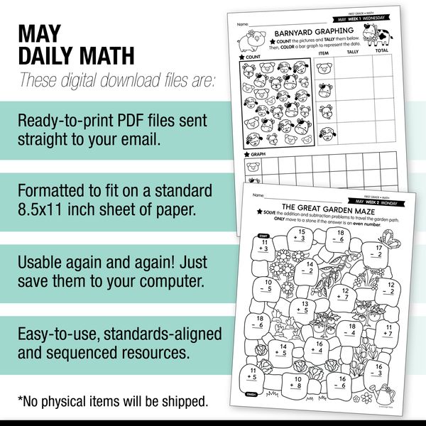 Printable First Grade May Daily Math