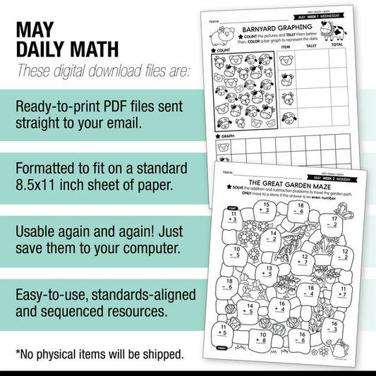 Printable First Grade May Daily Math