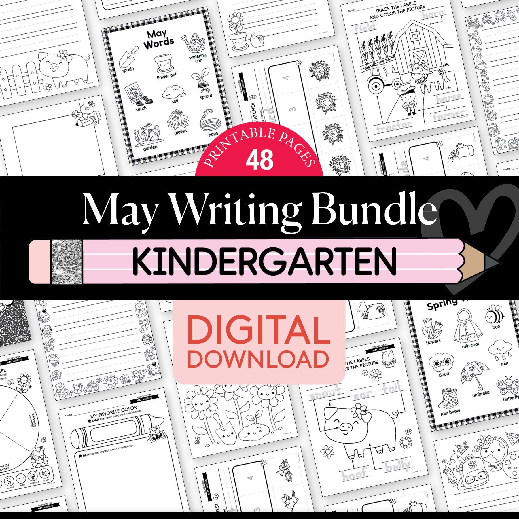 Printable Kindergarten May Writing Bundle