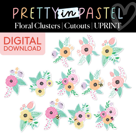 Printable Pastel Floral Clusters Bulletin Board Cutout | Pretty in Pastel
