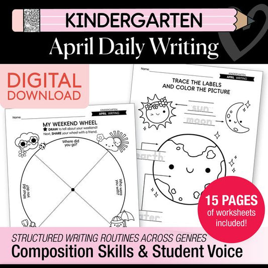 Printable Kindergarten April Daily Writing