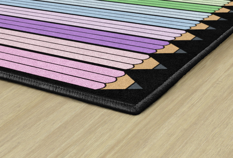 Rainbow Pencils on Black | Classroom Rugs | Schoolgirl Style