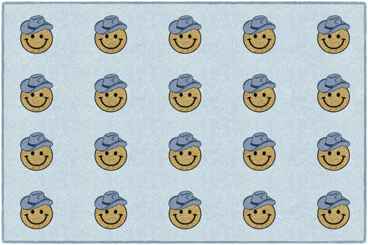 Smiley Cowboy Sit Spots on Light Blue | Classroom Rugs | Schoolgirl Style