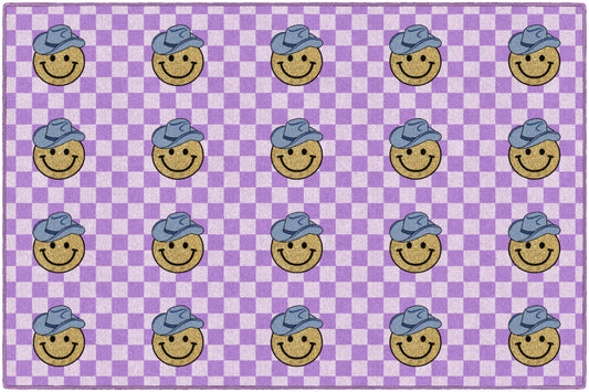 Smiley Cowboy Sit Spots on Lavender | Classroom Rugs | Schoolgirl Style