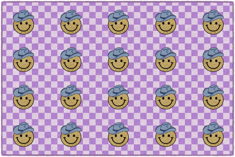 Smiley Cowboy Sit Spots on Lavender | Classroom Rugs | Schoolgirl Style