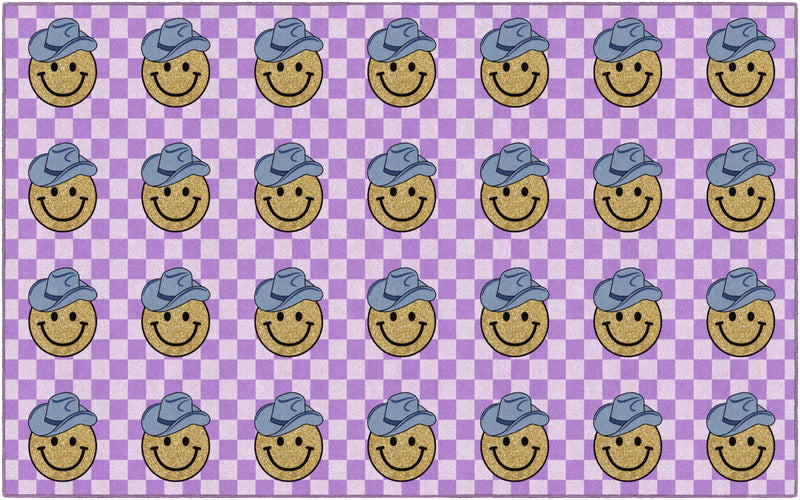 Smiley Cowboy Sit Spots on Lavender | Classroom Rugs | Schoolgirl Style