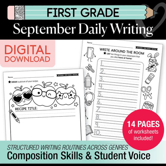 First Grade September Daily Writing Worksheets
