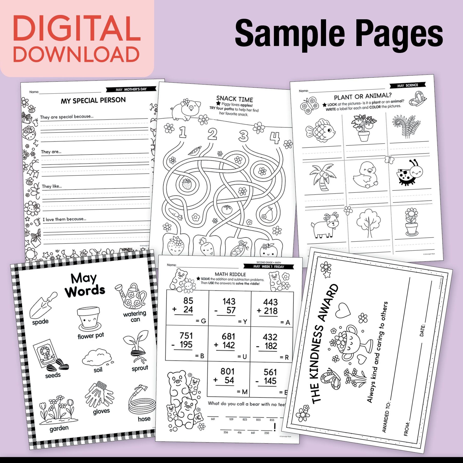Printable Second Grade May Thematic Unit Bundle