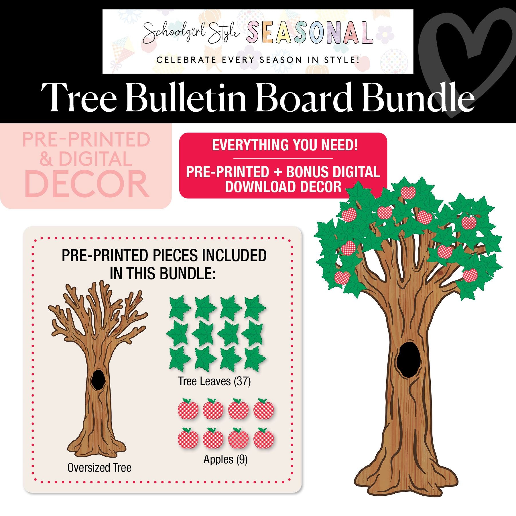 A Year In Pastel Tree Classroom Decor Bundle