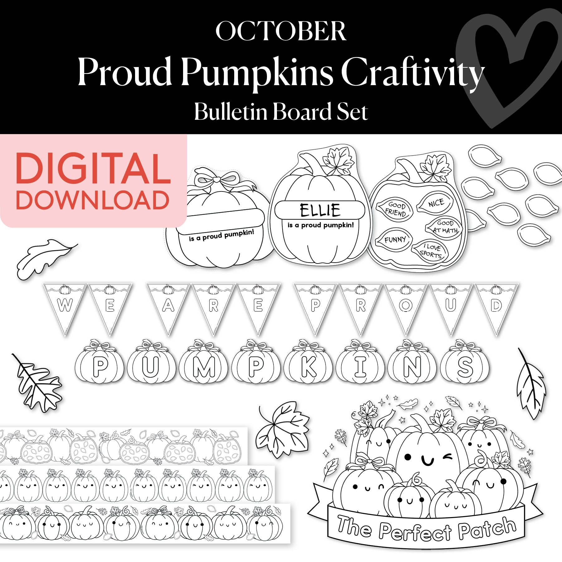 Printable October Proud Pumpkins Craftivity Bulletin Board Set