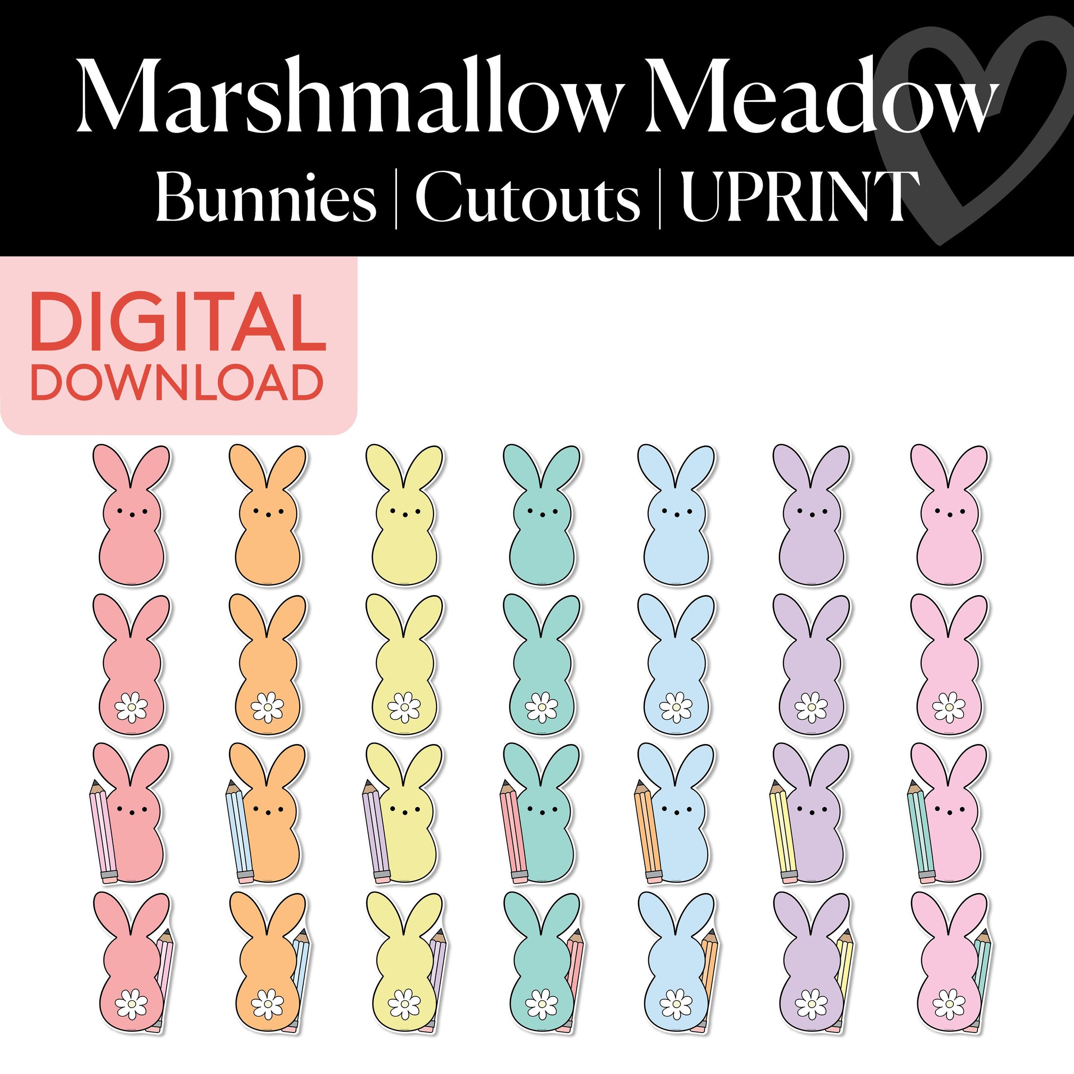 Printable Spring Bunny Cutouts | Marshmallow Meadow