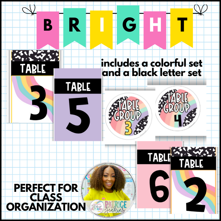 Bright Rainbow Table Numbers