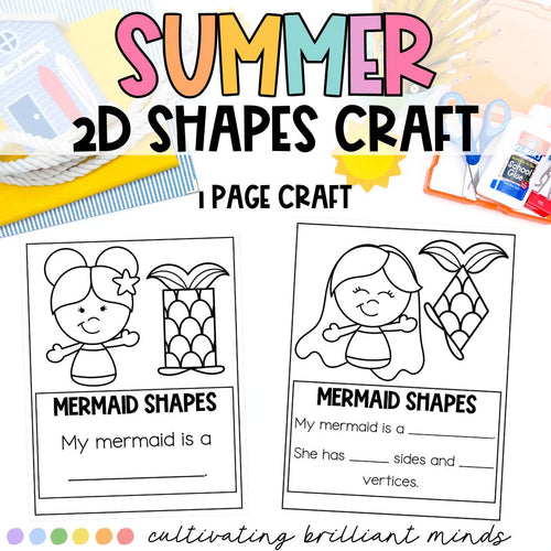 Summer Build A Mermaid Shape | Math Craft | 2D Shapes | End of the Year