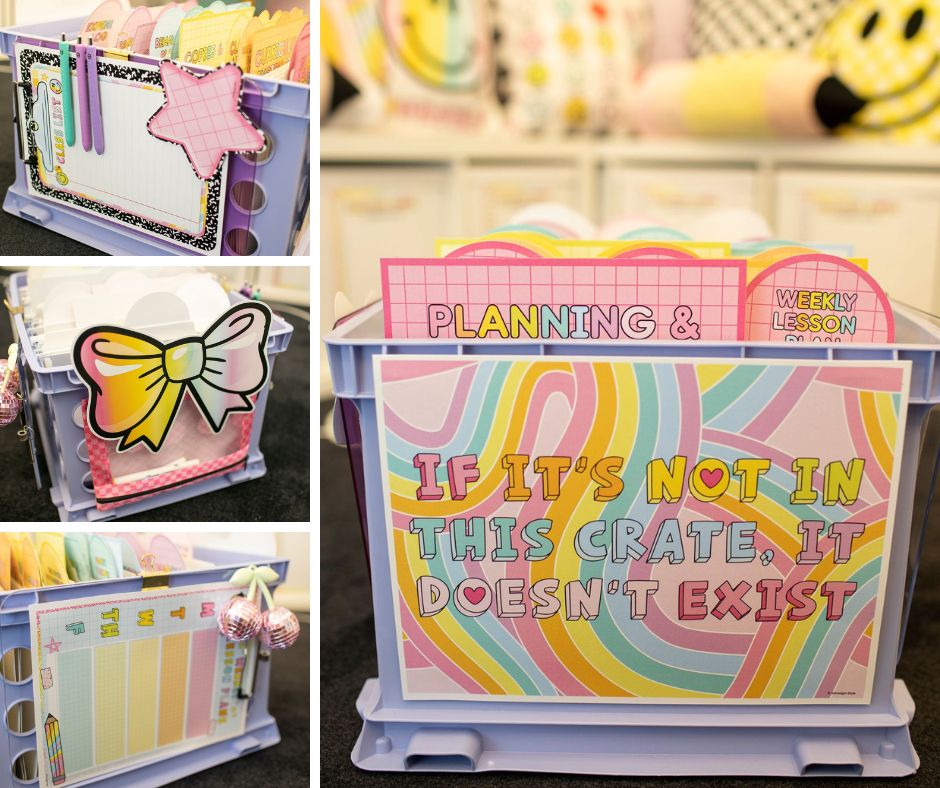 Printable Bright Editable Organized Teacher System Bin | Emotional Rollercoaster