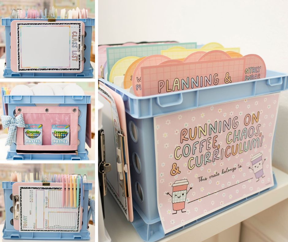 Printable Pastel Editable Organized Teacher System Bin | Pretty in Pastel