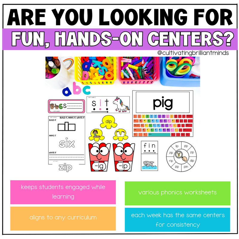 CVC Short O Phonics Centers | Literacy Centers | Kindergarten, First Grade