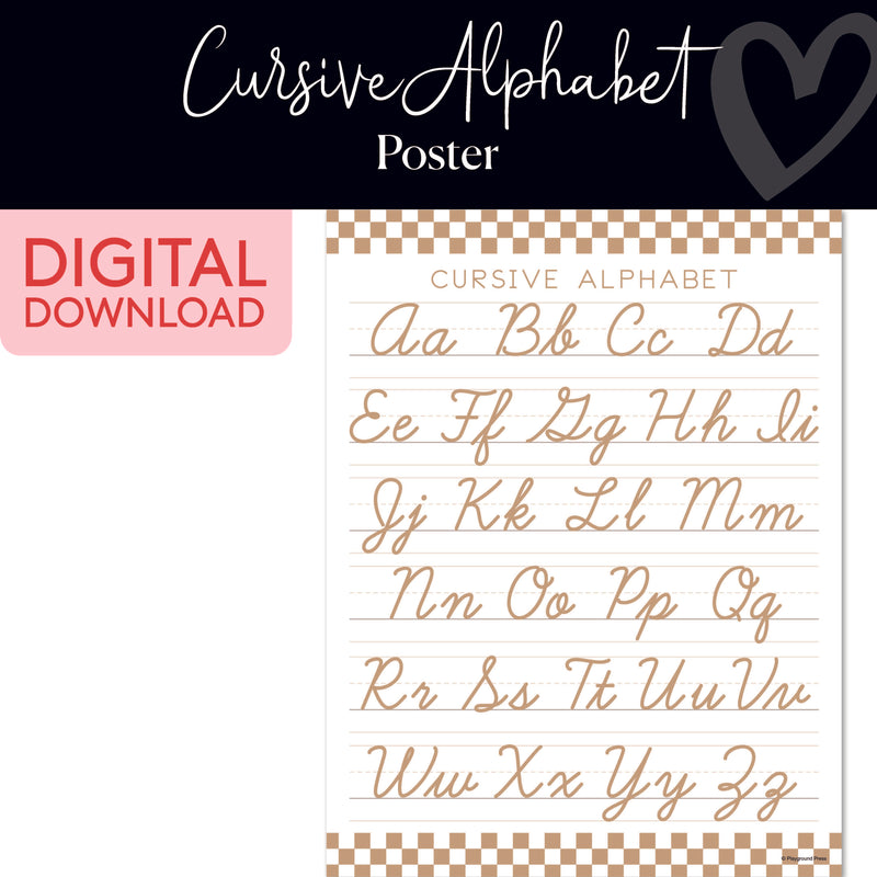 Cursive Alphabet | Classroom Posters | Printable Classroom Decor | Schoolgirl Style