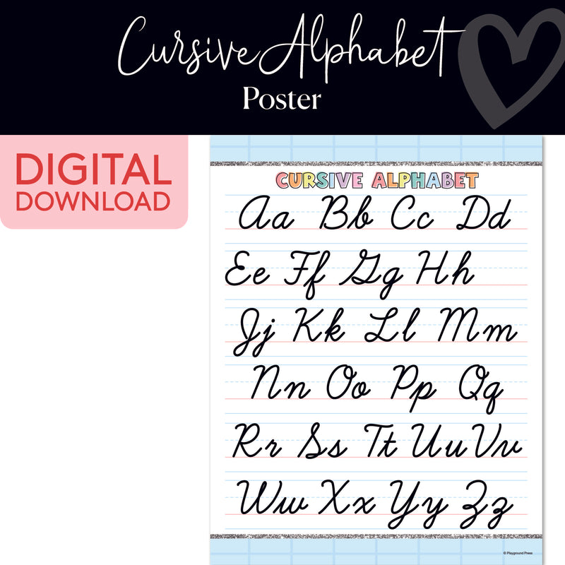 Cursive Alphabet | Classroom Posters | Printable Classroom Decor | Schoolgirl Style