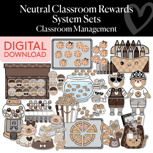 Printable Neutral Classroom Rewards System Sets