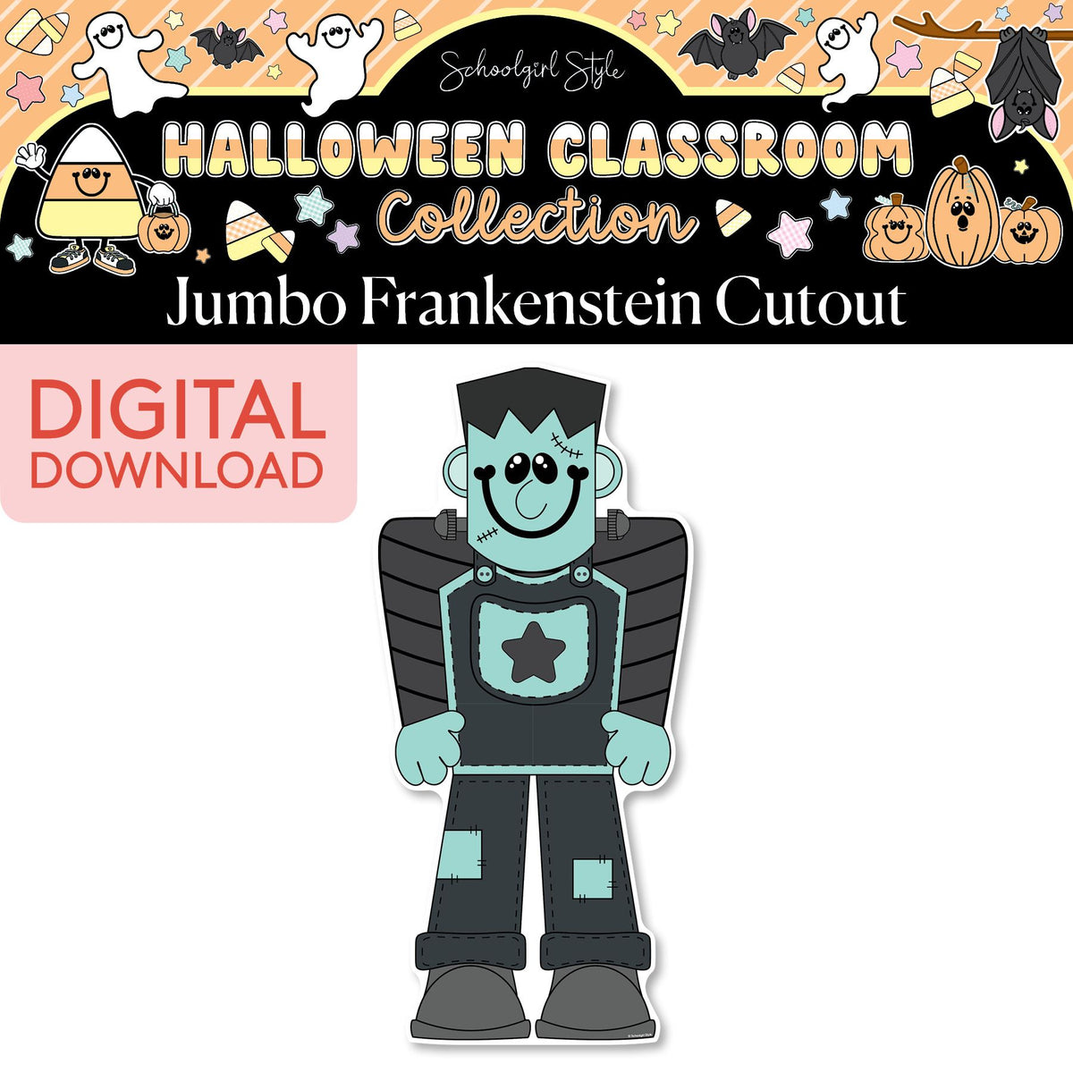 Printable Pastel Halloween Frankenstein Jumbo Cutout