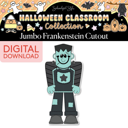 Printable Pastel Halloween Frankenstein Jumbo Cutout