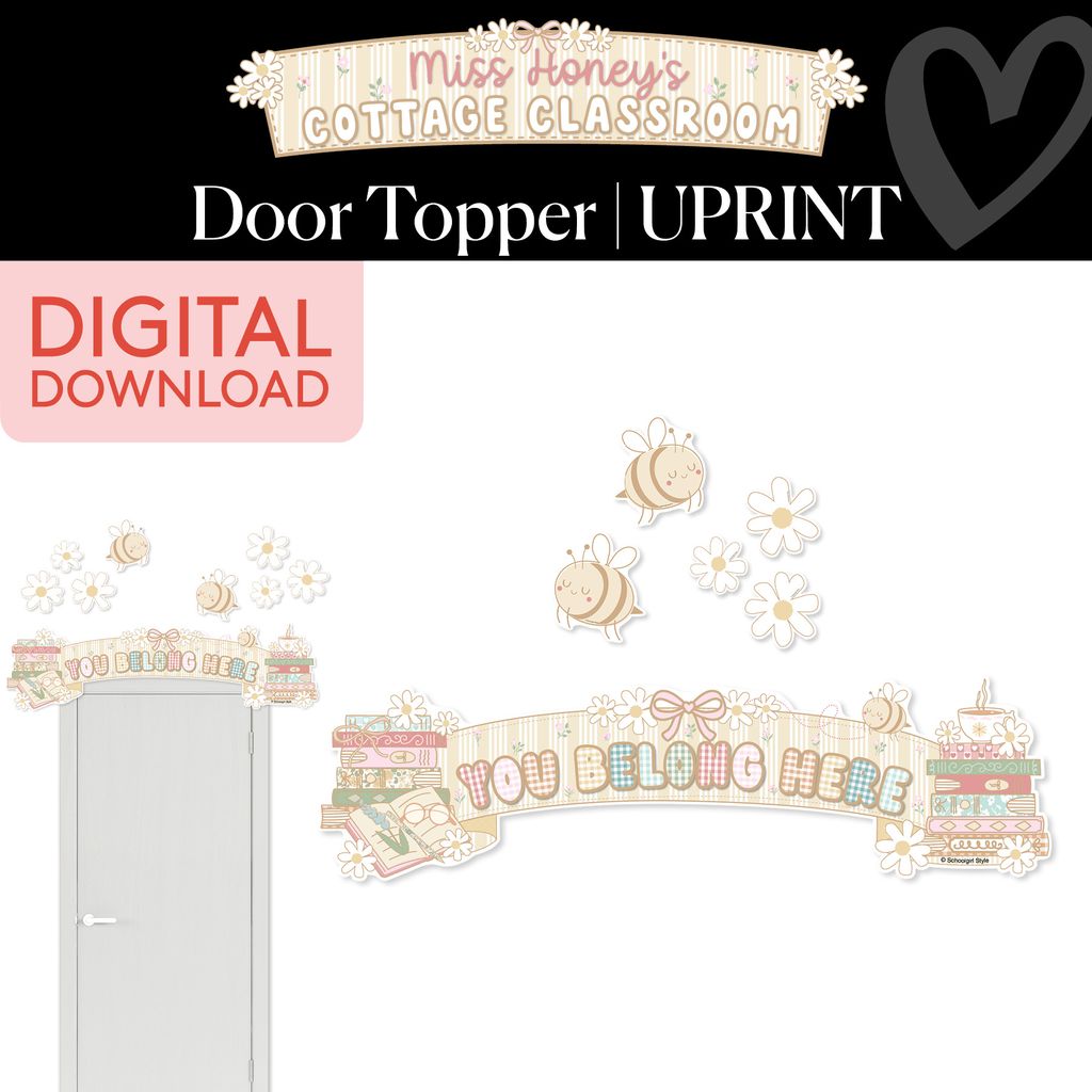Printable Calming You Belong Here Door Topper | Miss Honey's Cottage Classroom