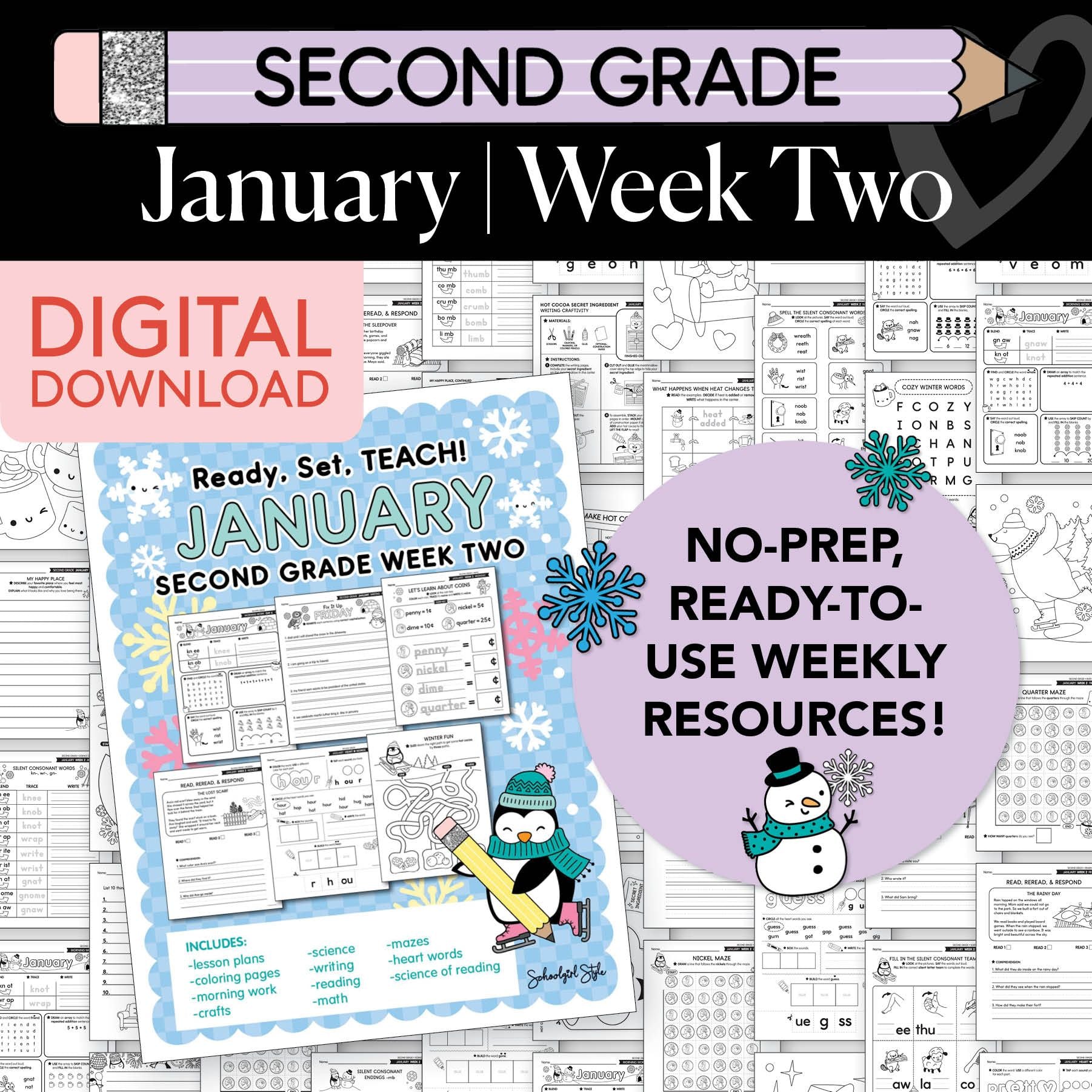 Printable Second Grade January Week 2 Resources