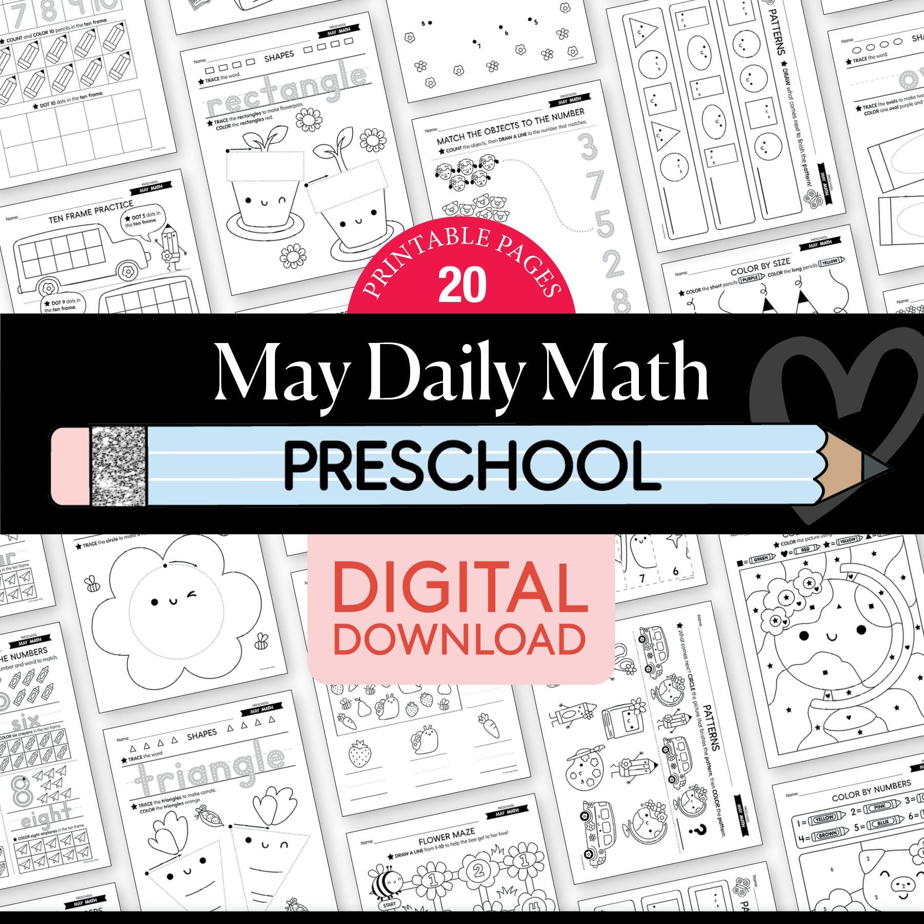 Printable Preschool May Daily Math