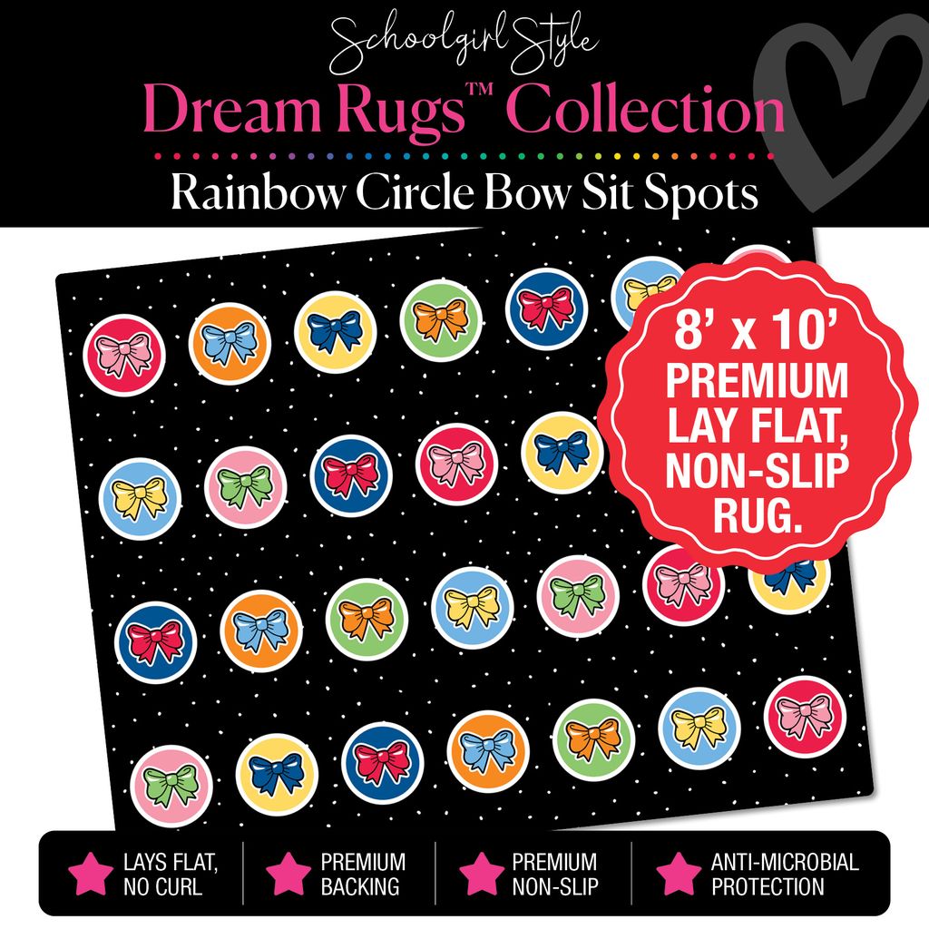 Rainbow Bow Circle Sit Spot Classroom Rug by Schoolgirl Style
