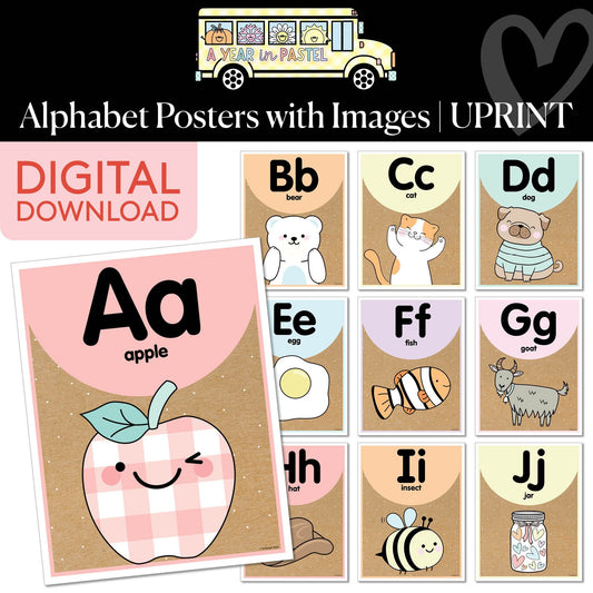 Printable Alphabet Posters with Images | A Year In Pastel