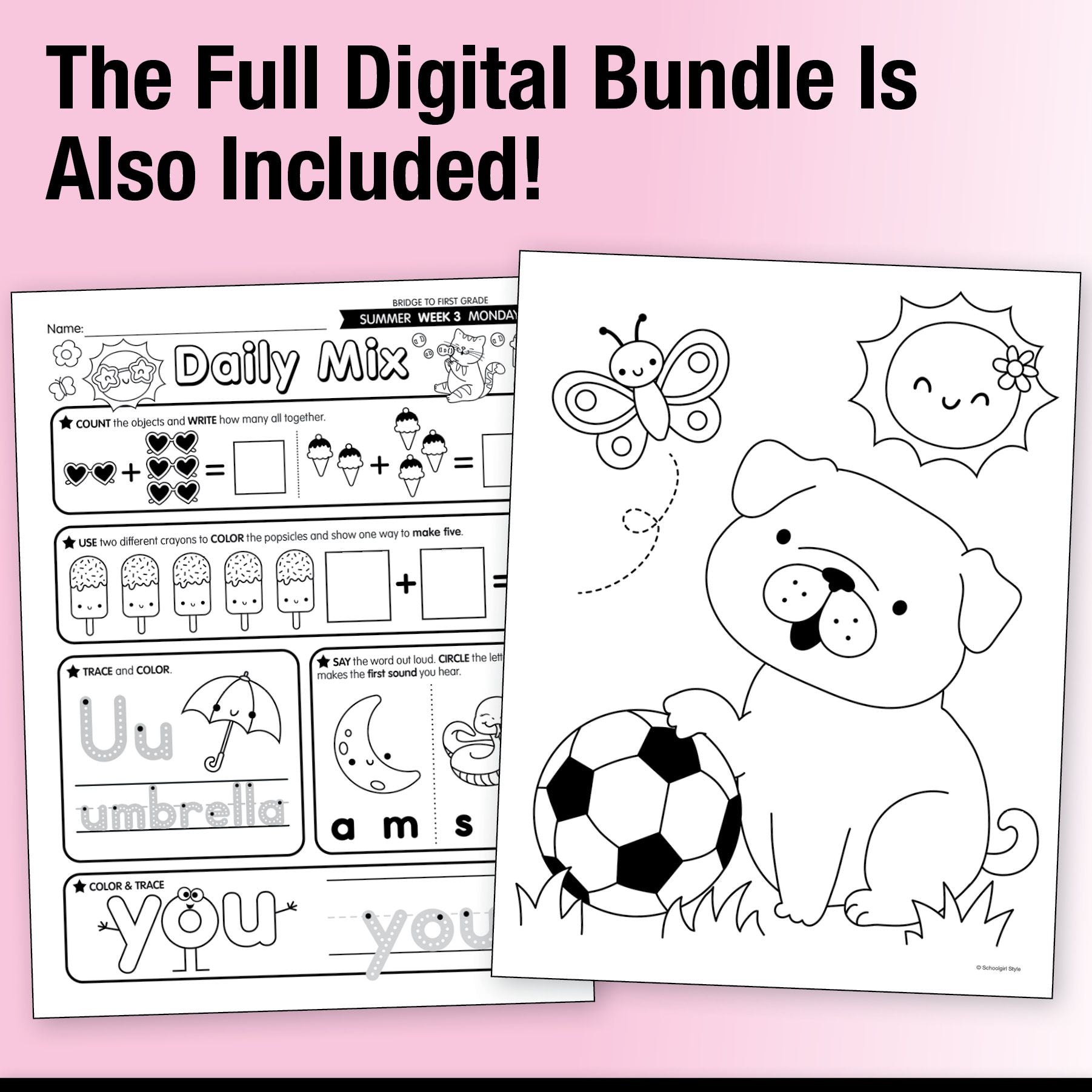 Ultimate Bridge To First Grade Pre-Printed And Digital Summer Workbook