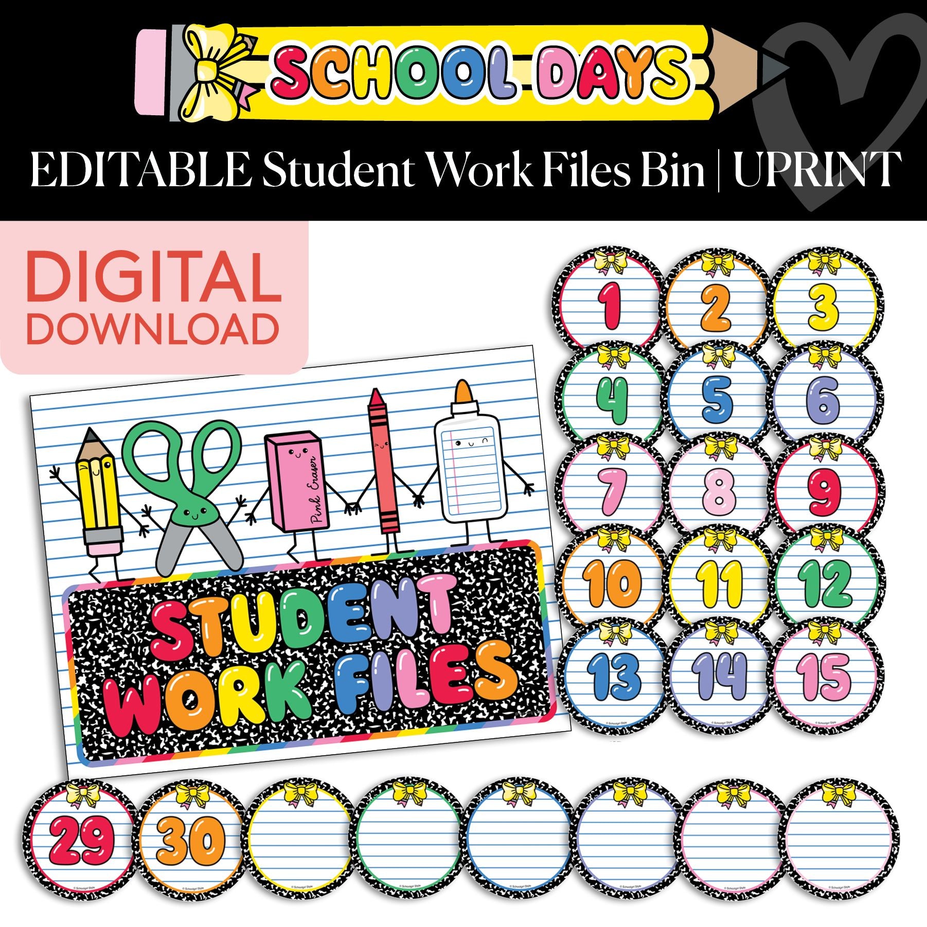 Printable Rainbow Student Work Files | School Days – Schoolgirl Style