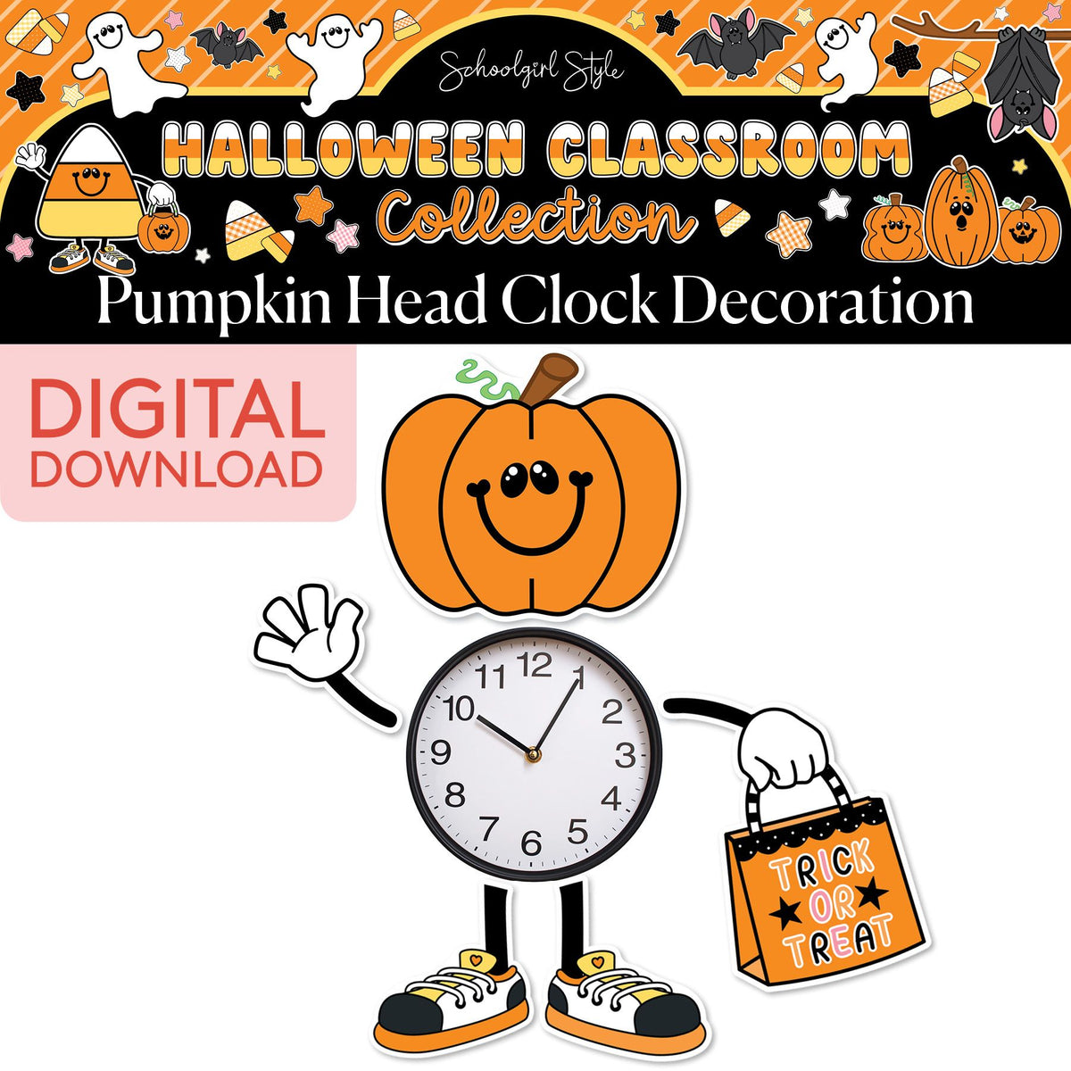 Printable Halloween Pumpkin Clock Decoration | 90s Teacher
